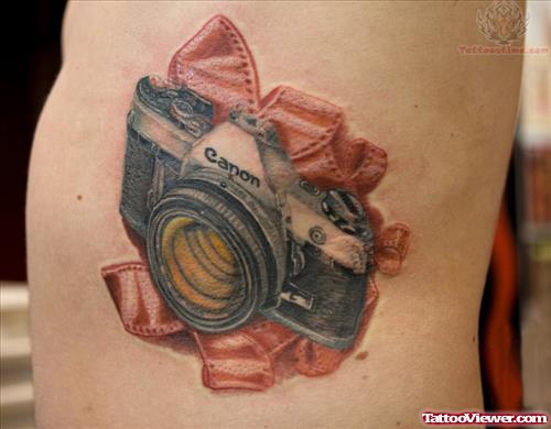 Red Film And Canon Camera Tattoo
