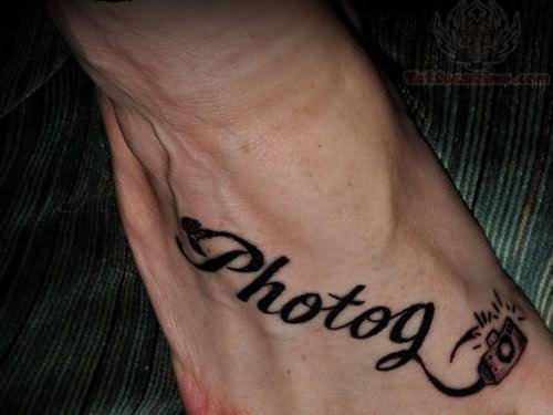 Camera Tattoo On Right Foot