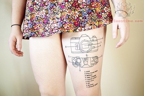 Camera Tattoos On Thigh