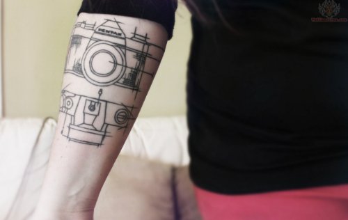 Camera Diagram Tattoo On Arm