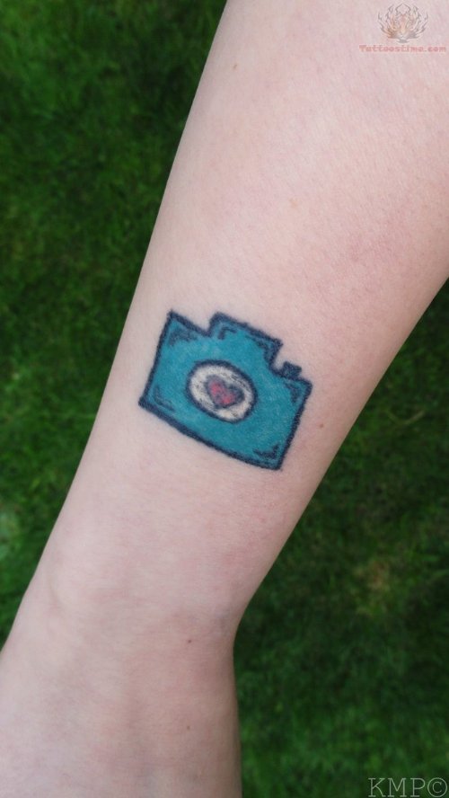Blue Ink Camera Tattoo