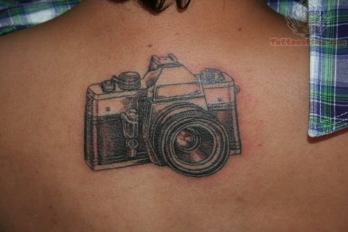 Camera Tattoo On UpperBack