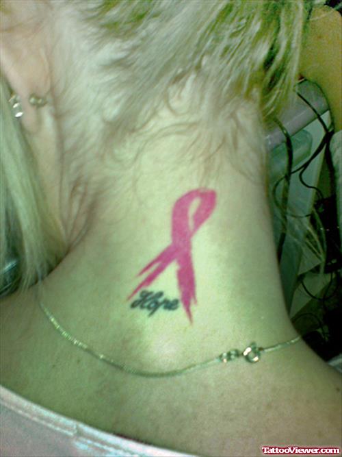 Hope Pink Ribbon Breast Cancer On Nape