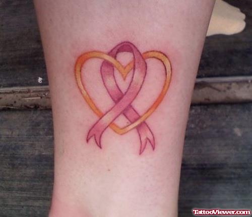 Heart And Pink Ribbon Cancer Tattoo