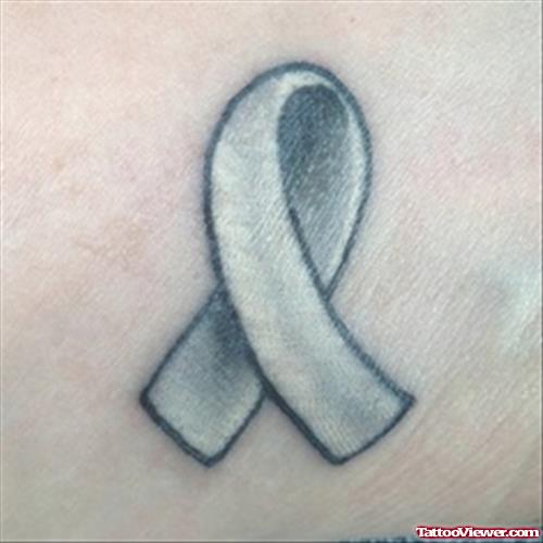 Grey Ink Small Ribbon Cancer Tattoo