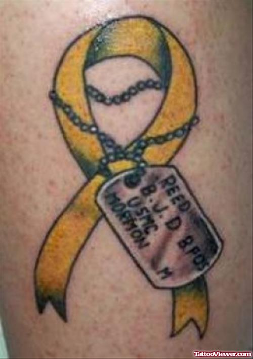 Yellow Ribbon Cancer Tattoo