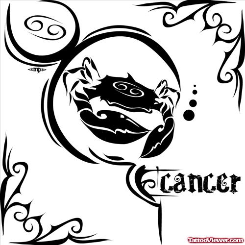 Awesome Black Cancer Tattoo Design