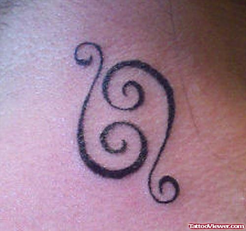 Cancer Zoidac Tattoo On Upperback