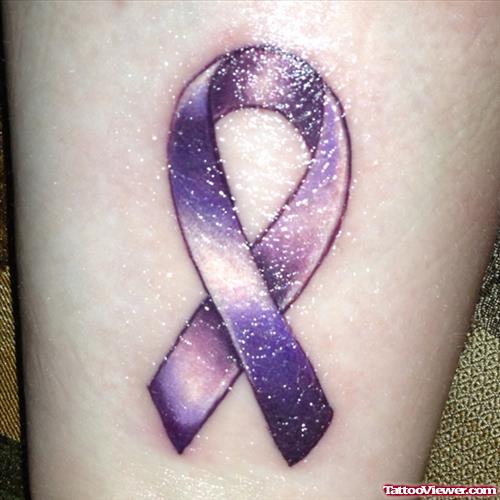 Purple Ink Ribbon Cancer Tattoo