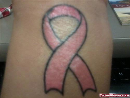 Attractive Pink Ribbon Cancer Tattoo