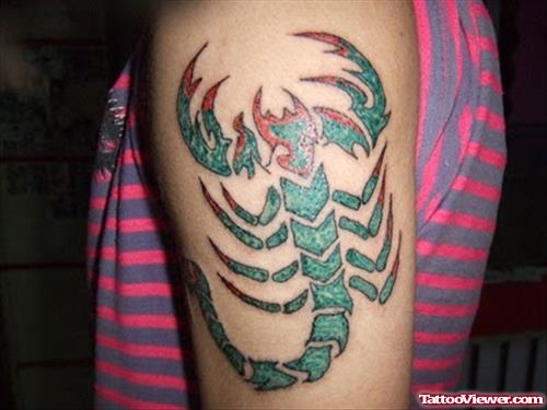 Tribal Green Ink Cancer Tattoo on Half Sleeve