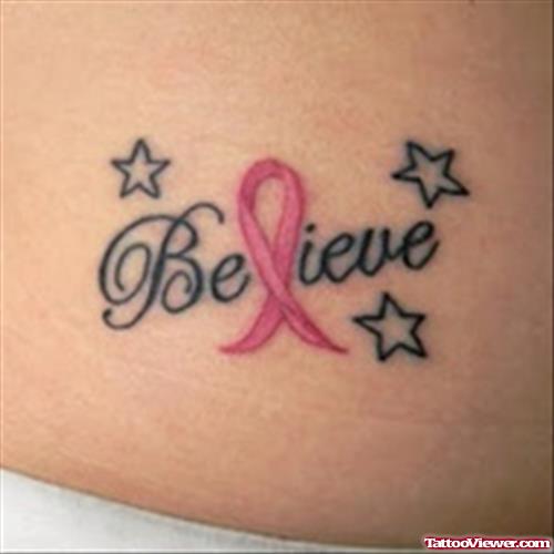 Stars And Believe Cancer Tattoo