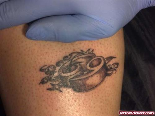 Grey Ink Zodiac Cancer Tattoo