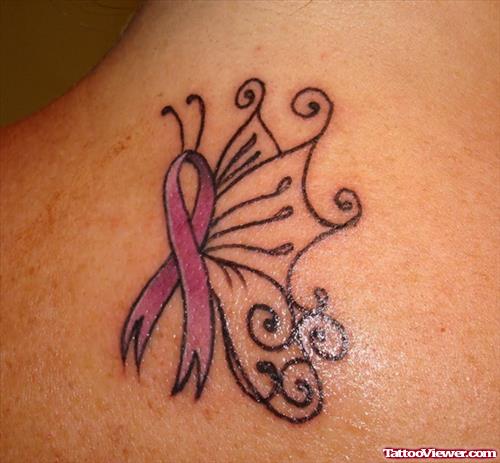 Butterfly Pink Ribbon Breast Cancer Tattoo