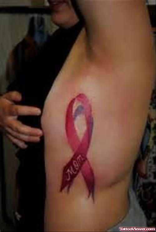 Red Ribbon Cancer Tattoo