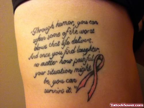 Quote Cancer Tattoo On Side Rib