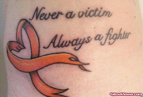 Never a Victim Always A Fighter Survivor Cancer Tattoo
