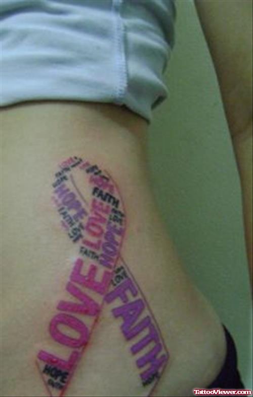 Love Faith Words Breast Cancer Tattoo