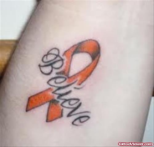 Believe Ribbon Cancer Tattoo