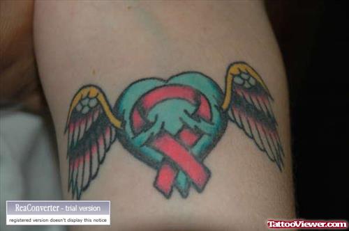 Awful Angel Winged Cancer Tattoo