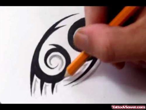 Attractive Tribal Cancer Tattoo Design