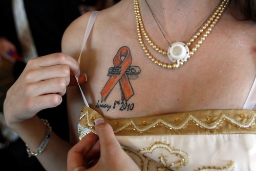 Memorial Survivor Cancer Tattoo On Girl Chest