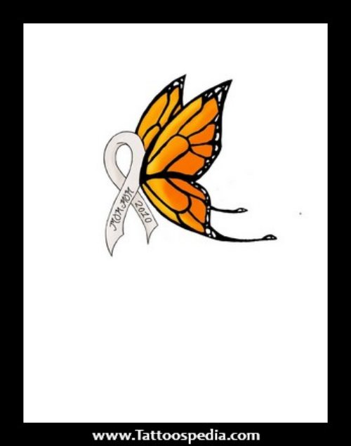 Lung Cancer Butterfly Tattoo Design
