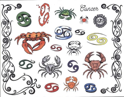 Colorful Zodiac Cancer Tattoos Designs