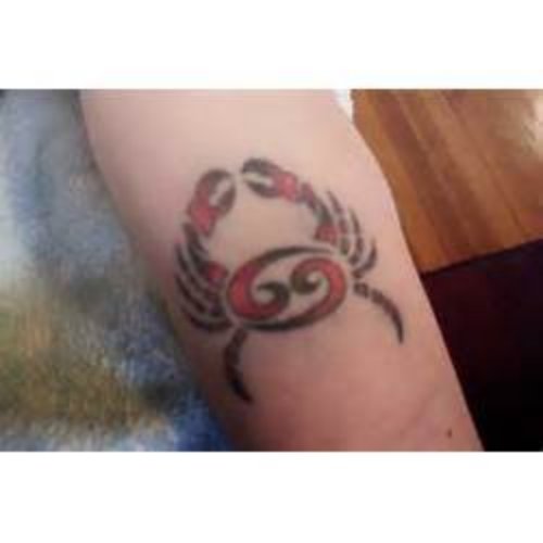 Red Ink Zodiac Cancer Tattoo