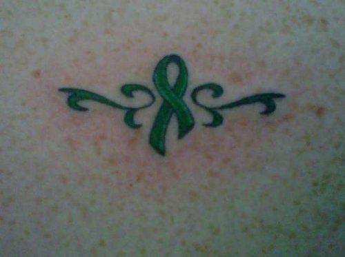 Green Ink Ribbon Cancer Tattoo