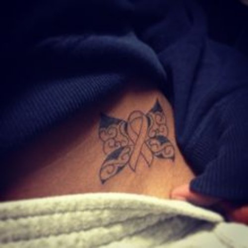 Tribal Butterfly Wings And Cancer Tattoo
