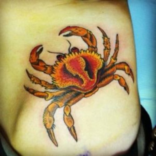 Rib side Cancer Zodiac Tattoo