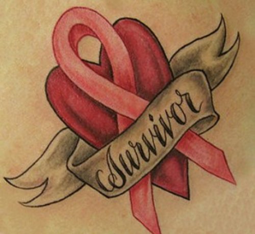Amazing Survivor Banner With Cancer Tattoo Design