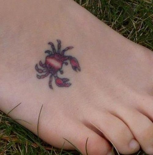 Beautiful Right Foot Cancer Tattoo For Girls