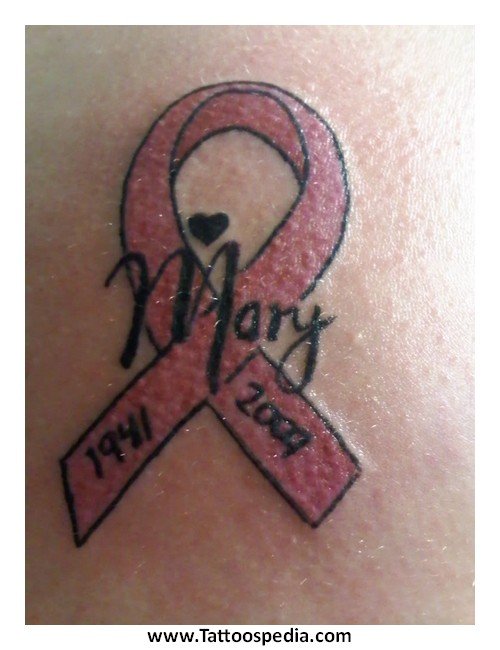 Mary Cancer Ribbon Tattoo