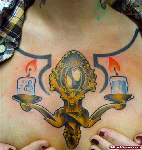 Candle Tattoo On Chest