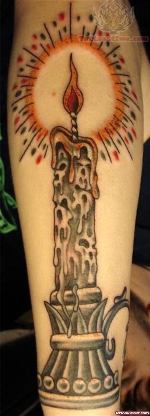 Awesome Burning Candle Tattoo