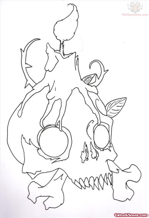 Skull Candle Tattoo Sketch