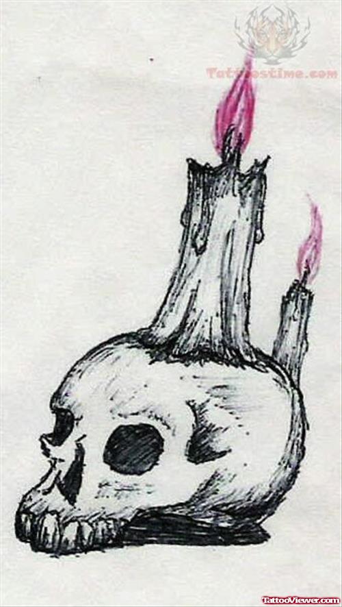 Skull And Candle Tattoo Designs