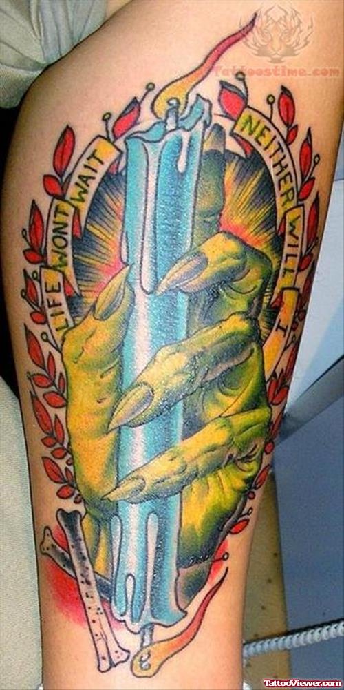 Vampire Hand Holding Candle Tattoo