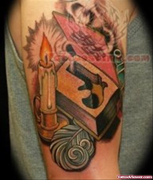 Candle And Gun Tattoo