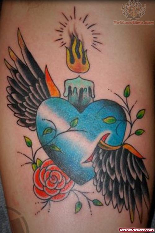 Angle Wings Candle Tattoo