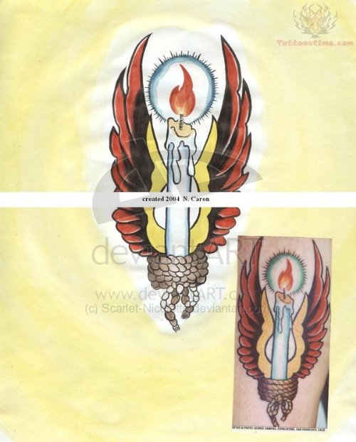 Winged Candle Tattoo Samples