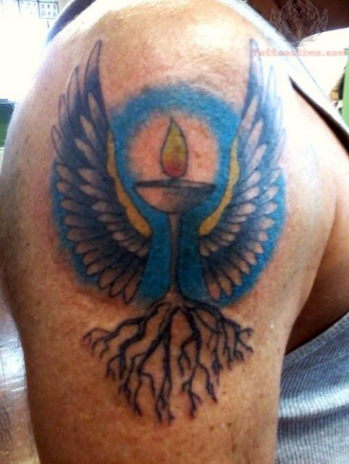 Angel Wing Candle Tattoo
