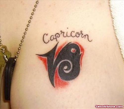 Tribal Capricorn Zodiac Symbol Tattoo For Girls