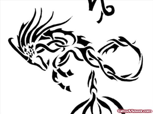 Tribal Capricorn Zodiac Sign Tattoo Design