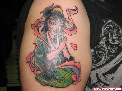 Colored Ink Capricorn Girl Zodiac Tattoo