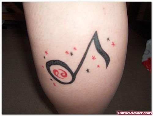 Music Note Capricorn Zodiac Sign Tattoo