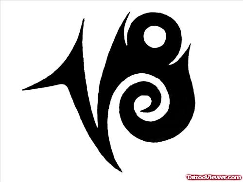 Black Tribal Capricorn Tattoos Design