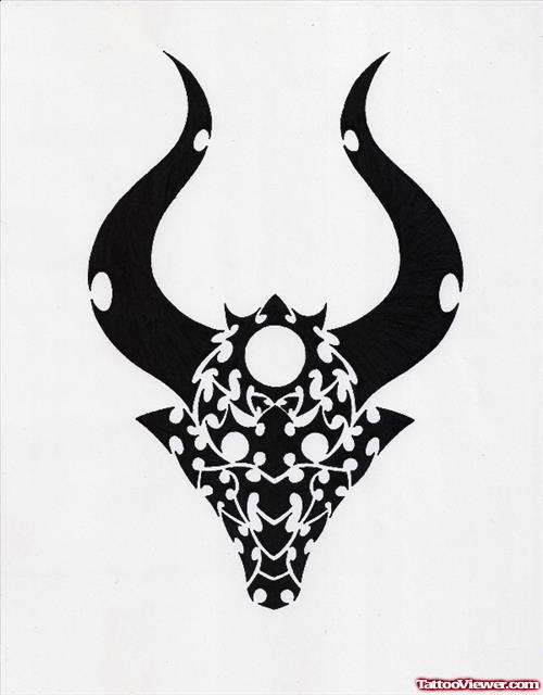 Black Ink Tribal Capricorn Tattoo Design